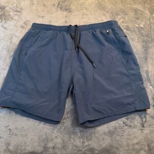 CALIVILLE Athletic Shorts Navy Blue Drawstring Pockets Zipper Pocket Mens Large